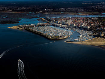 High angle view of city at beach