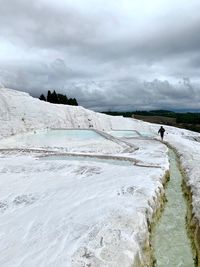 Pearson walking on travertine in pamukkale