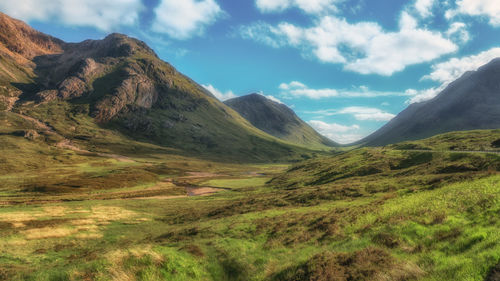 Scenic view of mountains against sky