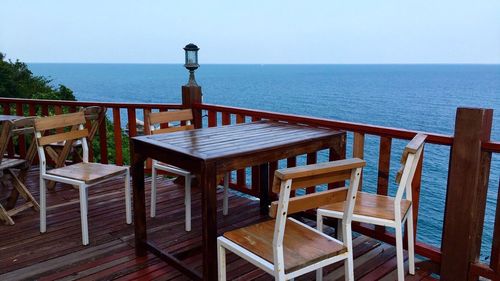 Scenic view of sea against blue sky