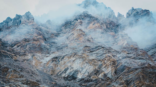 Panoramic view of majestic mountains against sky