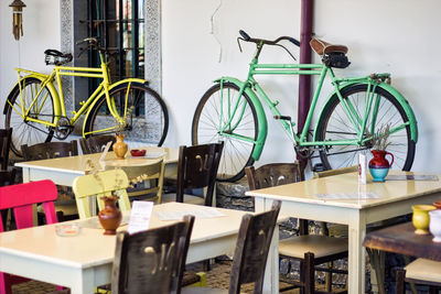 Chairs and tables in cafe