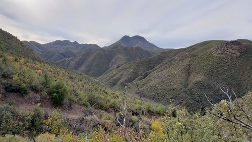 Scenic view of mountains against sky