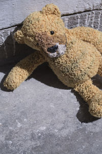 High angle view of stuffed toy