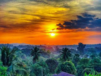 Scenic view of sunset over landscape