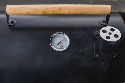 High angle view of motorcycle on table