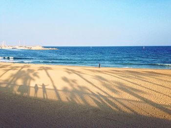 Scenic view of beach against clear sky