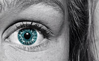 Extreme close-up of woman blue eye