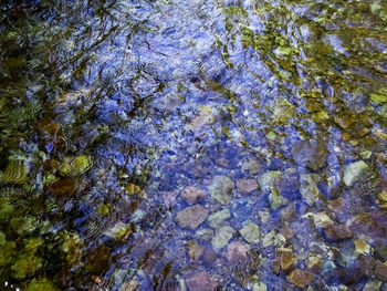 Full frame shot of water flowing through rocks