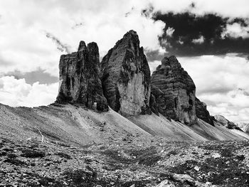 Panoramic view of rock formations against sky