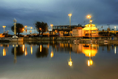 Reflection of illuminated city at night