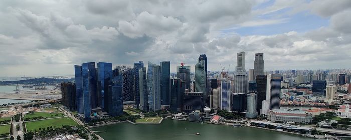 Panoramic view of city buildings against sky