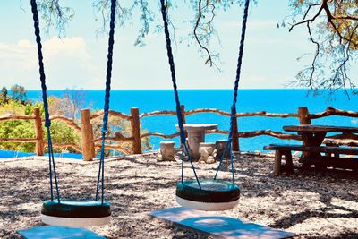 Empty swings at playground