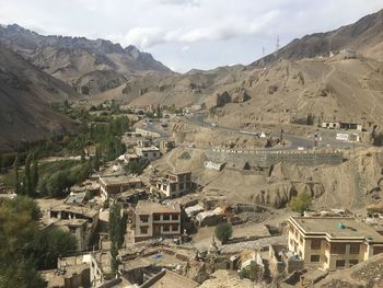 High angle view of townscape against sky