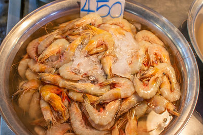 Fresh-caught seafood for sale at a street market