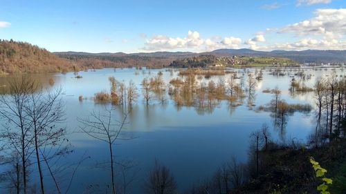 Scenic view of lake against sky