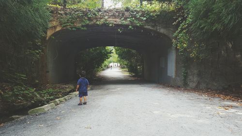 Rear view of woman walking in park