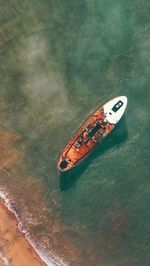 High angle view of boat in water