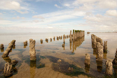 Scenic view of the wadden sea against sky