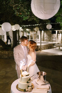 Young couple kissing outdoors