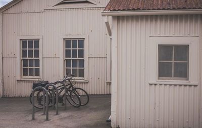 Bicycle parked outside house