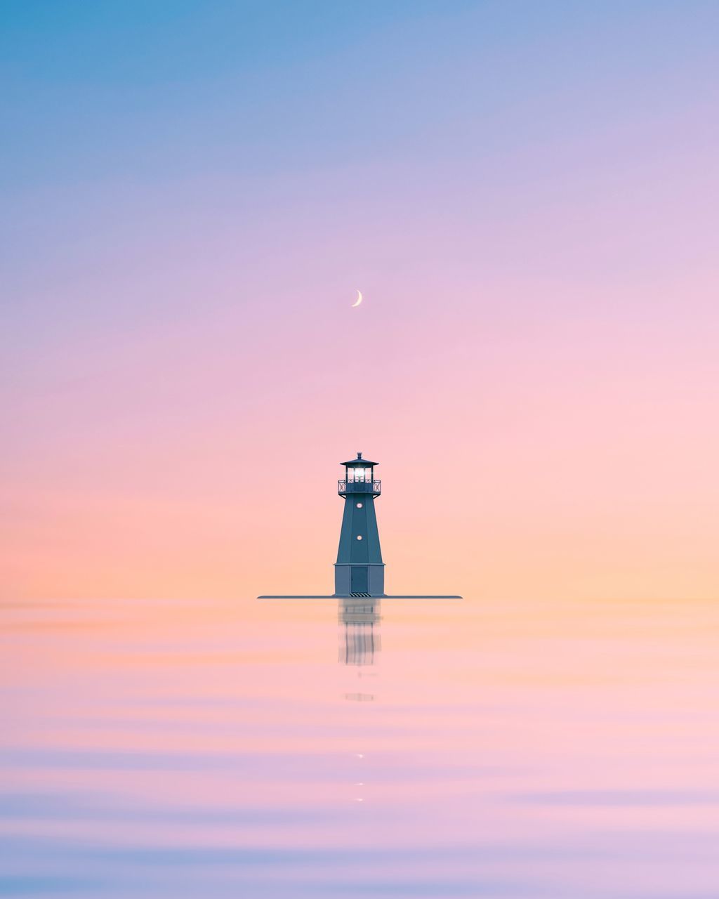 lighthouse, sky, horizon, water, sunset, dawn, tower, sea, nature, guidance, reflection, tranquility, architecture, beauty in nature, built structure, scenics - nature, no people, tranquil scene, copy space, ocean, outdoors, idyllic, travel, cloud, blue, silhouette, building exterior, building, horizon over water, security, transportation, afterglow, orange color, travel destinations