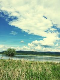 Scenic view of landscape against cloudy sky