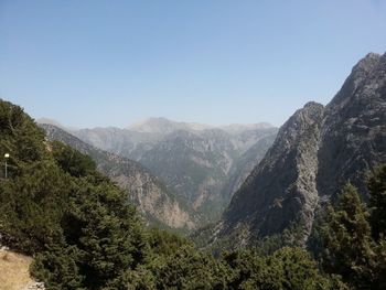 Scenic view of mountains against clear sky