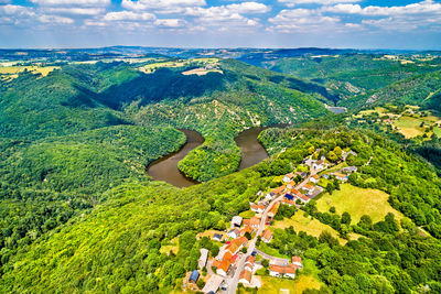 High angle view of landscape against sky