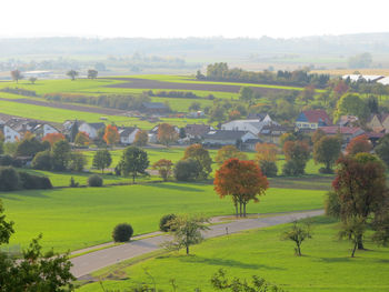 Scenic view of field against sky during autumn