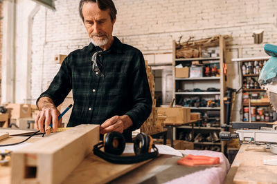 Man working on table