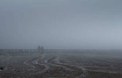 Scenic view of landscape against sky during winter