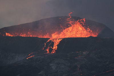 Amazing eruptions of fagradalsfjall volcano in iceland