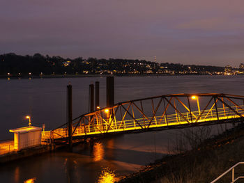 Bridge over river at night