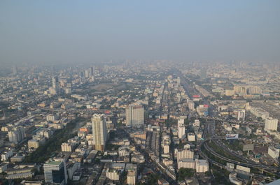 High angle view of buildings in city