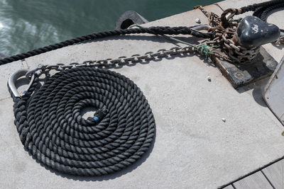 High angle view of rope