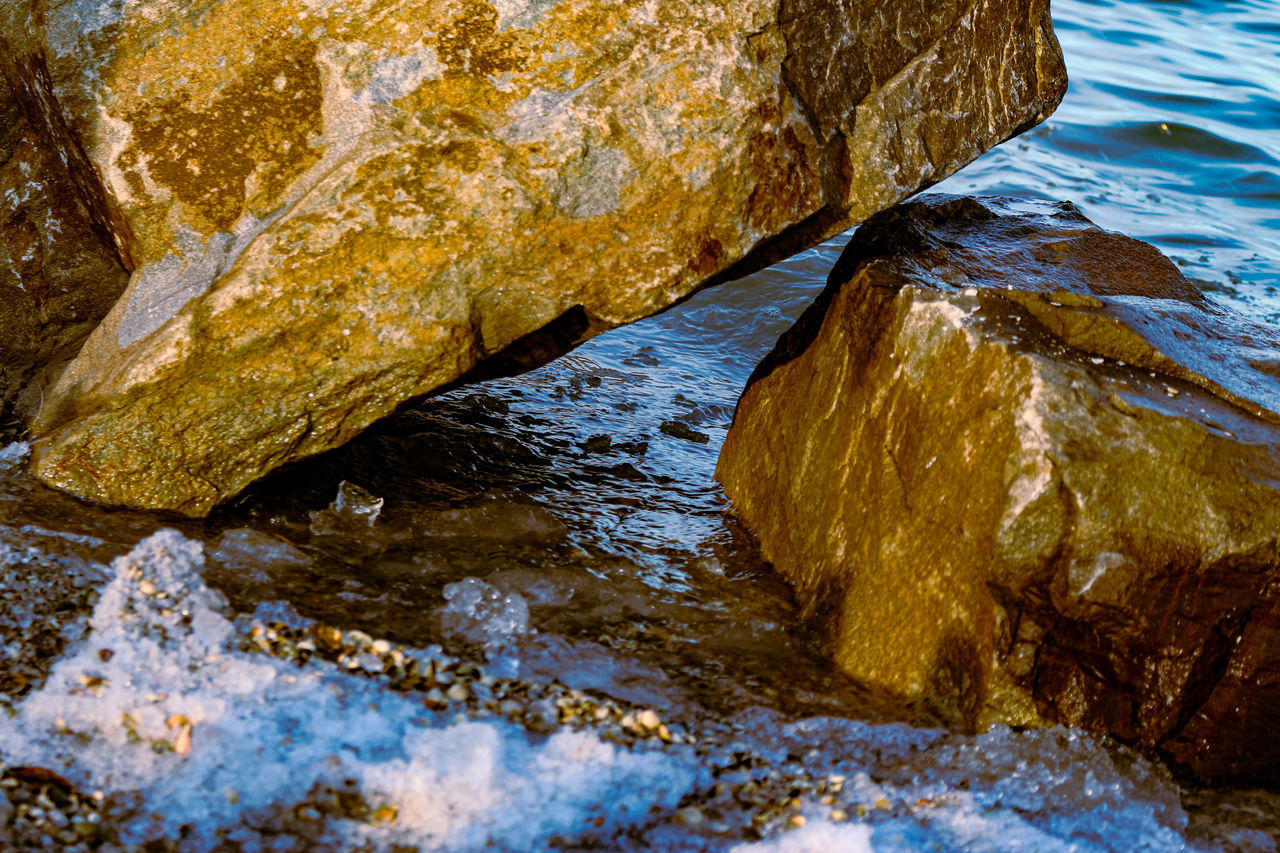 CLOSE-UP OF ROCKS IN WATER