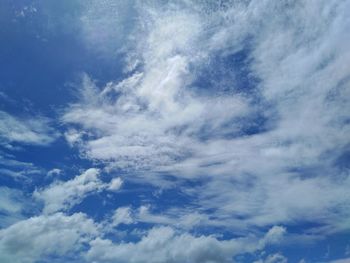 Low angle view of clouds in blue sky