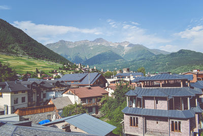 High angle view of townscape against sky