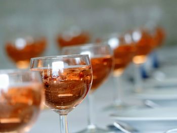 Close-up of wine glass on table