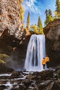 Scenic view of waterfall