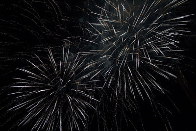 Low angle view of fireworks in sky at night