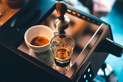 Close-up of tea cup on table