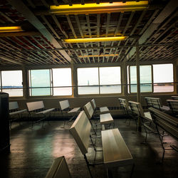 High angle view of empty chairs