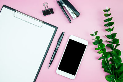 Directly above view of objects on table