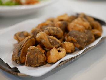 Close-up of food in plate on table