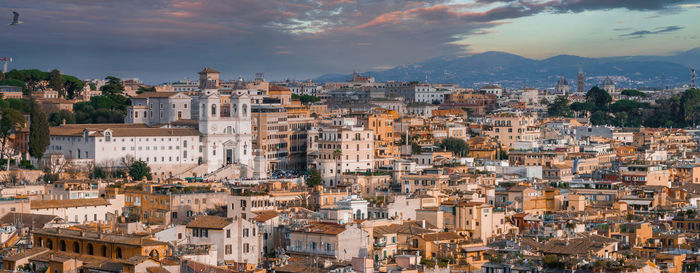 High angle view of townscape against sky