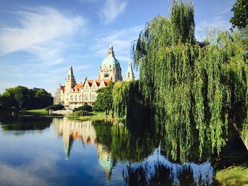 Exterior of new town hall by river