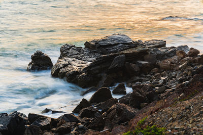 Rock formation on beach