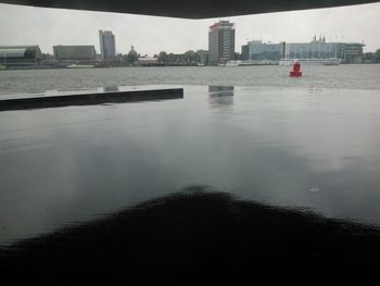 View of river with buildings in background